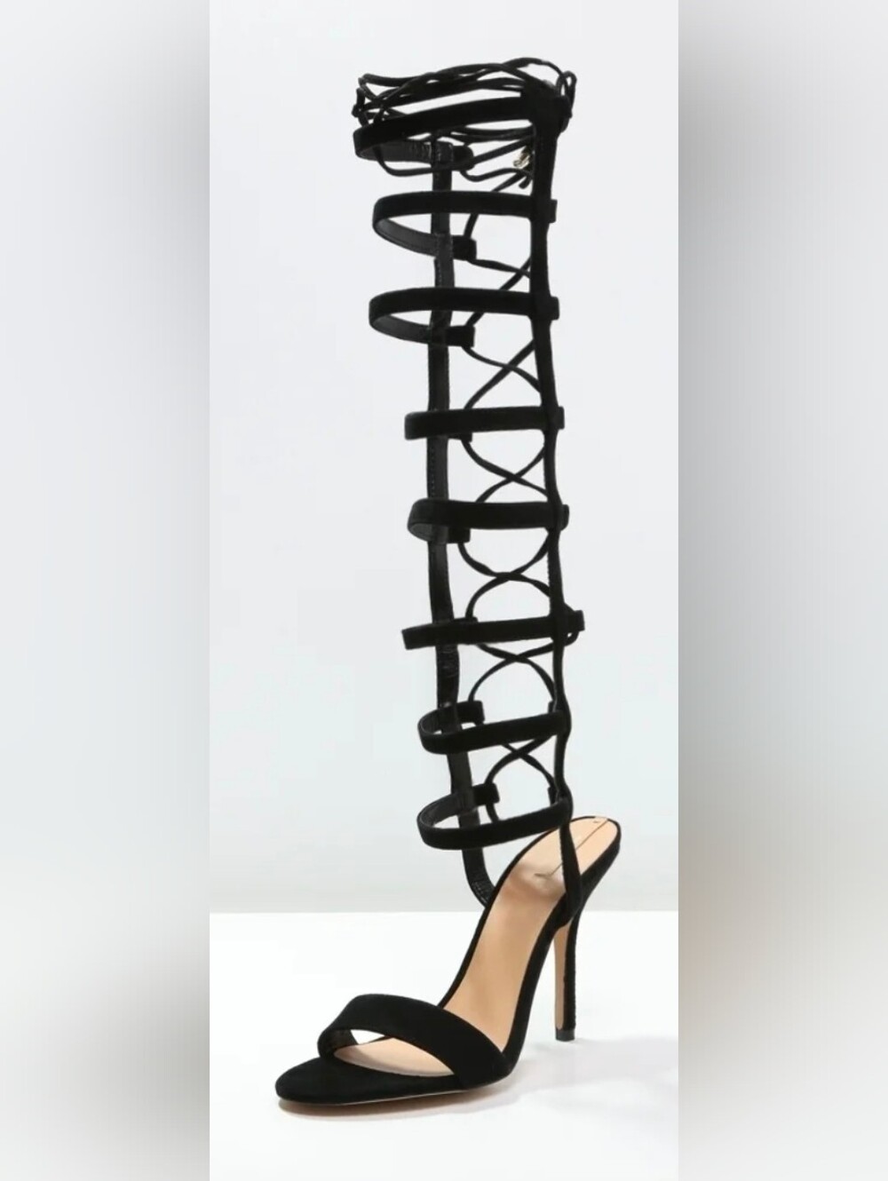 Aldo Black Knee-High Lace-Up Stiletto Sandals